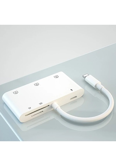 Ally iPhone Uyumlu Lightning To Tfsd Card Reader Usb 3.kamera Adaptörü- 5775 Renkli