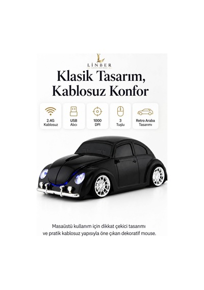 Klasik Siyah Beetle Vosvos Tasarımlı 2.4g Kablosuz Mouse Usb Alıcılı Araba Şeklinde Optik Mouse Çok Renkli Diğer Klasik Siyah Beetle Vosvos Tasarımlı 2.4g Kablosuz Mouse Usb Alıcılı Araba Şeklinde Optik Mouse Çok Renkli Diğer