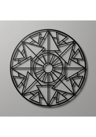Geometrik Üçgen Mandala Siyah