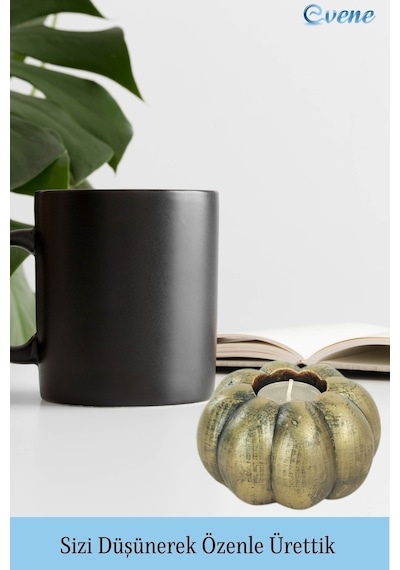 Eskitme Mumluk Şamdan Tealight Ve İnce Mum Uyumlu Kabak Model - Altın Eskitme