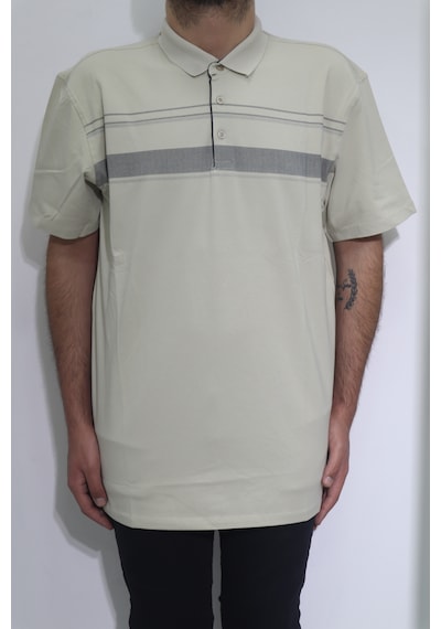 Santa Dmctekstil Erkek Desenli Spor Kesim Rahat Kalıp Polo Yaka Battal T-shirt Koyu Bej