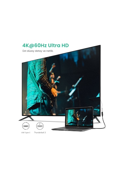 Ugreen Mt01925 Thunderbolt 3 Type-c Erkek To Type-c Dişi Uzatma Kablosu 50 Cm, 40574