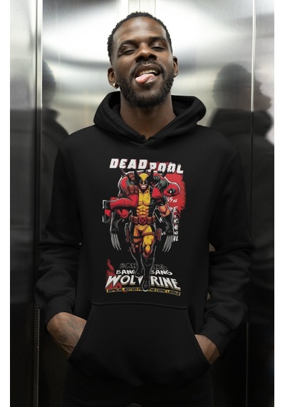 Sevbano Deadpool Wolverine Süper Kahramanlar Baskılı Unisex Oversize Film Siyah