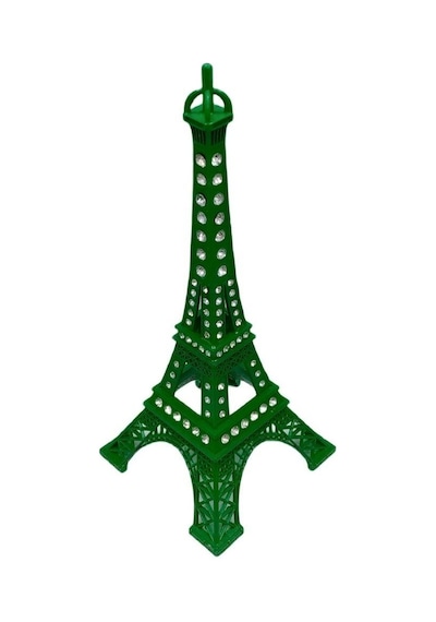 Metal Paris Eyfel Kulesi Yeşil Kristal Taşlı 25cm