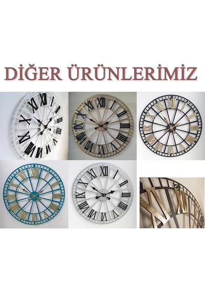 Ferforje Duvar Saati Otantik 5520 Bt Yeşil Eskitme 55Cm 3Boyutlu Çok Renkli