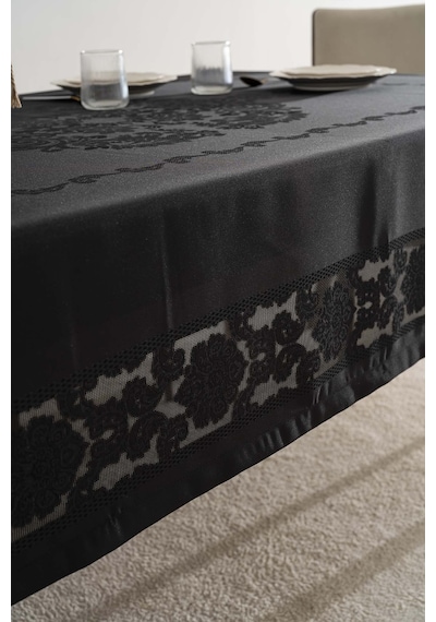 Rivaistanbul Jumbo Jakar Siyah Sıvı İtici Leke Tutmaz Masa Örtüsü 160x220 Cm Siyah