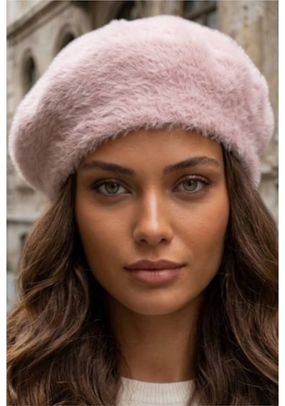 Tezzgelsin Kadın Peluş Kışlık Fransız Ressam Bere Pembe