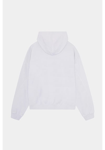 Nevermind Trendy Oversize Beyaz Kapüşonlu Sweatshirt Koleksiyon