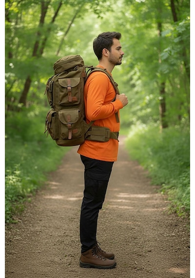 Avcılık Hunter Outdoor Geyik Tasarımlı Hunt Yazı Baskılı Turuncu Bisiklet Yaka Uzun Kollu T-shirt Turuncu