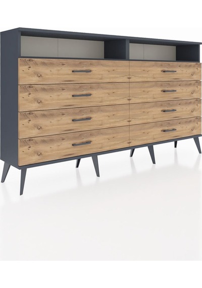 Arges Konsol 2 Raflı 8 Çekmeceli 176x30x99 Antrasit-antrasit/çam Antrasit-antrasit/çam Arges Konsol 2 Raflı 8 Çekmeceli 176x30x99 Antrasit-antrasit/çam Antrasit-antrasit/çam