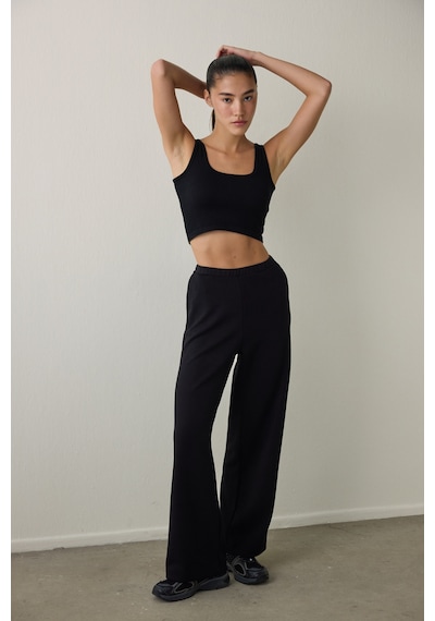 Penti Siyah Silky Touch Yüksek Bel Geniş Paça Pantolon