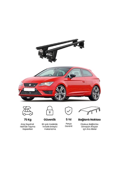 Royal Seat Leon 2009-2013 Uyumlu Siyah Kilitli Ara Atkı Port Bagaj Tavan Barı