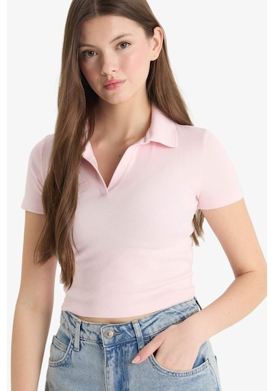 Defacto Fitted Polo Yaka Fitilli Kaşkorse Kısa Kollu Tişört A0379ax25smpn648 Pembe Defacto Fitted Polo Yaka Fitilli Kaşkorse Kısa Kollu Tişört A0379ax25smpn648 Pembe