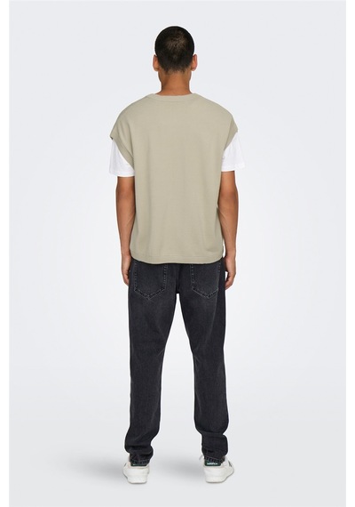 Only & Sons Onslusım Lıfe Rlx 12 V-neck Vest Knıt Erkek Gri Yelek - 22030784 Gri
