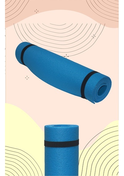 Foamstore Pilates Yoga Matı 180x60 5mm Çizgi Desen Mavi