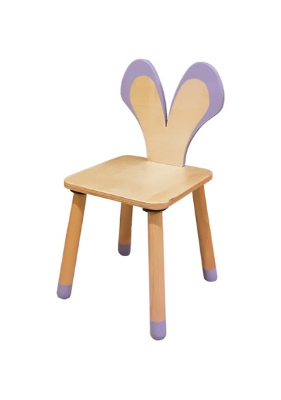 Woodnjoy Wood & Joy Doğal Ahşap Renkli Çocuk Sandalye Fare Lila