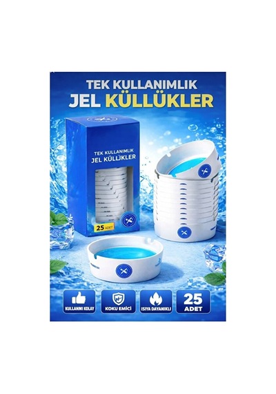 25 Adet Tek Kullanımlık Kül Tablası Kokusuz Taşınabilir Pratik Jel Küllük Seti Ofis Kafe Ev Araba Çok Renkli