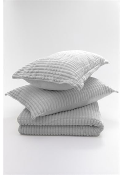 Merinos Modern Line 3 Parça Battaniye Seti Gri