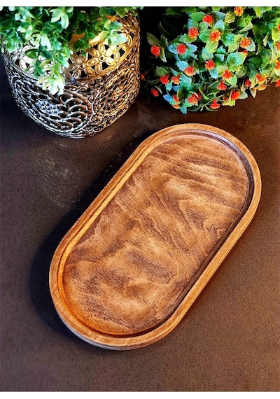 Doğal Ahşap 21cmx11cm Amber Sıvı Sabunluk Ve Amber Yağdanlık Yağlık Stand-sunum Tabağı Bej Bej