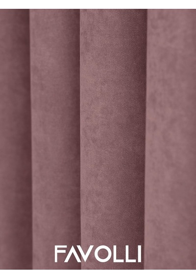 Kadife Dokulu Pileli Ada Fon Perde, 200 X 270 Cm, Açık Pembe Çok Renkli