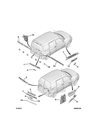 Peugeot Partner Van Boxer Expert Arka Bagaj Yazı - 8665.rw