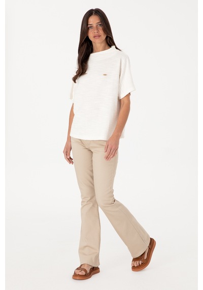 U.S. Polo Assn.  Kadın Ekru Dik Yaka Tişört 50305889-VR019