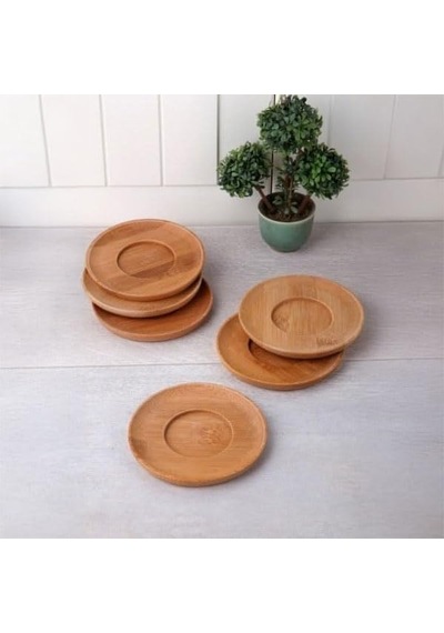 Bambu Yuvarlak Çay Tabağı Bardak Altlığı 6'li Set, Dekoratif Bambu Altlık Genel