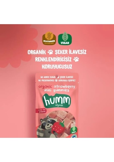 Mey İthalat Organik Çilekli Glutensiz Vegan Mini Küpler 30 Gr