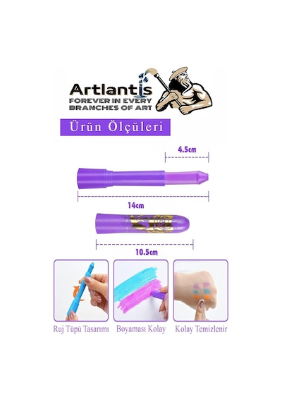 Yüz Boyası 6 Renk 1 Paket Face Paint Çevirmeli Yüz Kalemi Kolay Temizlenen Canlı Renkler Çok Renkli