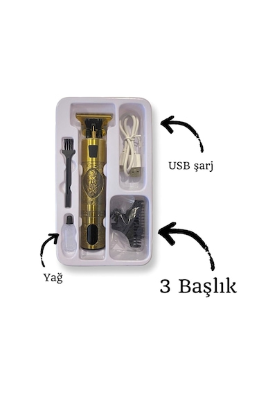 Usb Şarj Edilebilir Profesyonel Saç Düzeltici Sakal Tıraş Saç Kesme Makinesi Demir Dijital