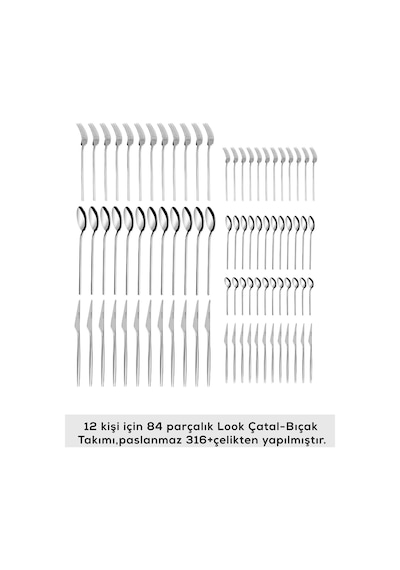 Karaca  316 Premium Look Platin 12 Kişilik 84 Parça Çatal Kaşık Bıçak Takımı