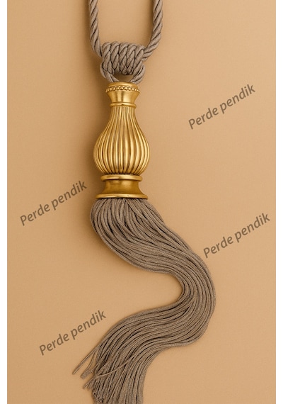Modern Fon Perde Toplama Aparatı Koyu Krem Kornişe Takmalı Tavan Braçolu, Perde Aksesuarı 1 Adet Gold Kuka - Koyu Krem Modern Fon Perde Toplama Aparatı Koyu Krem Kornişe Takmalı Tavan Braçolu, Perde Aksesuarı 1 Adet Gold Kuka - Koyu Krem