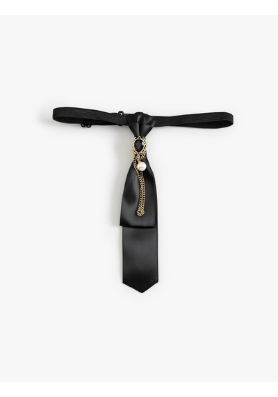 Koton Kravat Choker Kolye Broş Detaylı Siyah 6wak70498aa