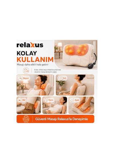 Rlx40 Taşınabilir Şişirilebilir Ovmalı Isıtmalı Masaj Yastığı Krem
