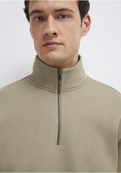 Mavi - Yarı Fermuarlı Basic Bej Sweatshirt 0s10419-70204 Bej