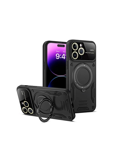 Newface Apple İphone 16 Pro Kılıf Joy Lens Standlı Kapak - Siyah