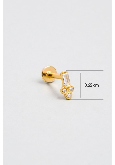 Baget Kesim 18 Ayar Sarı Altın Kaplama Gümüş Tragus-helix Piercing Sarı