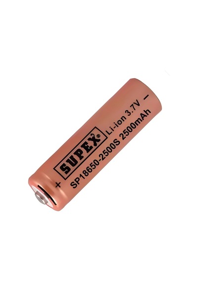 Supex 18650 3.7v 2500mah Li-ion Şarjlı Pil Başlı