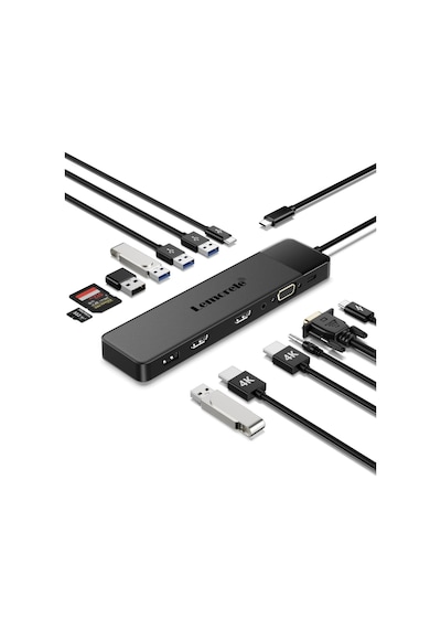 Lemorele Tc200, 13 İn 1 Type-c Hub Docking Çoklayıcı Çift Hdmı Vga Ethernet Rj45 100w Pd Şarj Usb Çoğaltıcı
