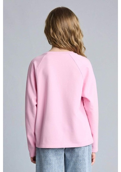 Defacto Kız Çocuk Oversize Geniş Kalıp Bisiklet Yaka Taşlı Sweatshirt G2463a825wnpn205 Pembe-pn205