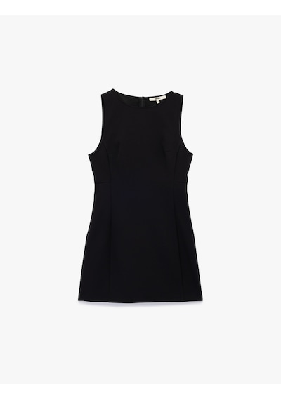 Koton Slim Fit Kolsuz Bisiklet Yaka Mini Elbise Siyah 6wak80004pw Siyah