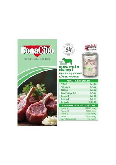 Bonacibo Ezme Kuzu Etli Pirinçli Yavru Köpek Maması 6 x 400 G