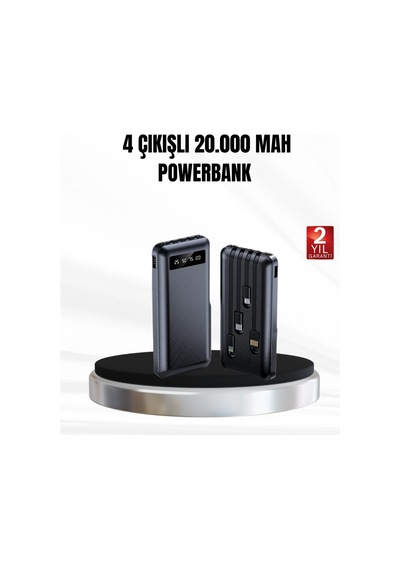 Powerbank 20000 Mah Led Fenerli Ve Çoklu Güvenlik Korumasına Sahip renkli