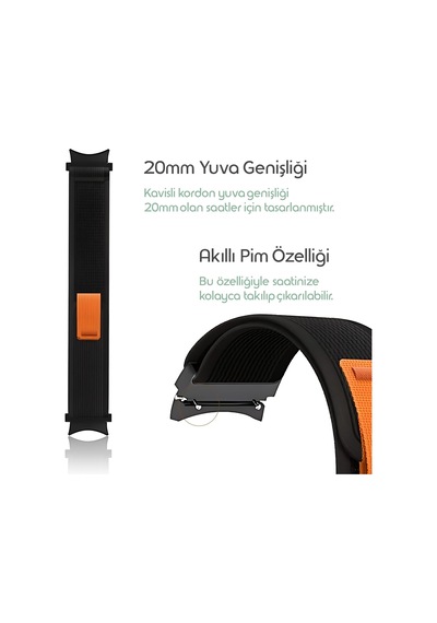 Lexroo Travel Loop 20mm Kumaş Kordon Samsung Uyumlu Galaxy Watch Fe/7/6/