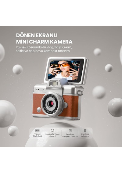 Joyplus Mini Retro Vlog Kamerası 1080p Full Hd Dönen Ekranlı Vintage Tasarım Lk-027