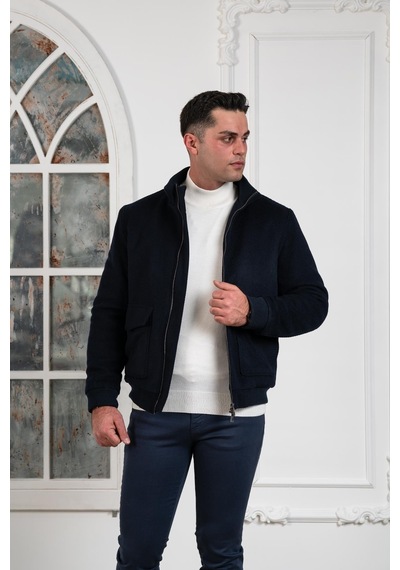 Regular Fit Yünlü Dik Yaka Astarlı Içi Elyaflı Kaşe Mont 001