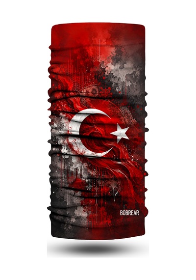 Bobrear Türk Bayrağı Desenli Çok Amaçlı Buff Bandana Boyunluk Çok Renkli