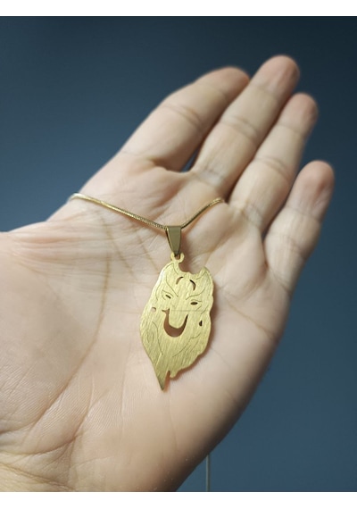 Viking Kurt Figürlü Gold Renk 316l Paslanmaz Çelik Kolye Çok Renkli