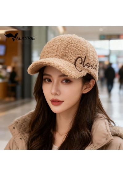 Valkyrie Peluş Şapka Kadın Erkek Unisex Kışlık Şapka Cloud Nakışlı Ayarlanabilir Bej Teddy Şapka Kahve Kahverengi