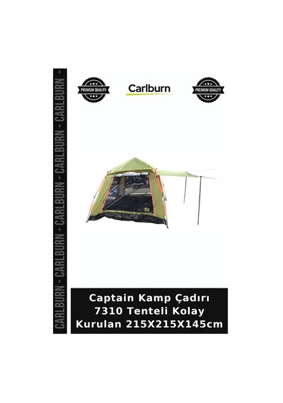 Premium Captain Kamp Çadırı 7310 Tenteli Kolay Kurulan 215x215x145cm Gezi Eşyası Cepli Çadır Standart